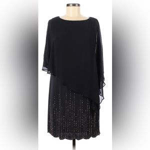 Navy sheath beaded dress- very flattering!